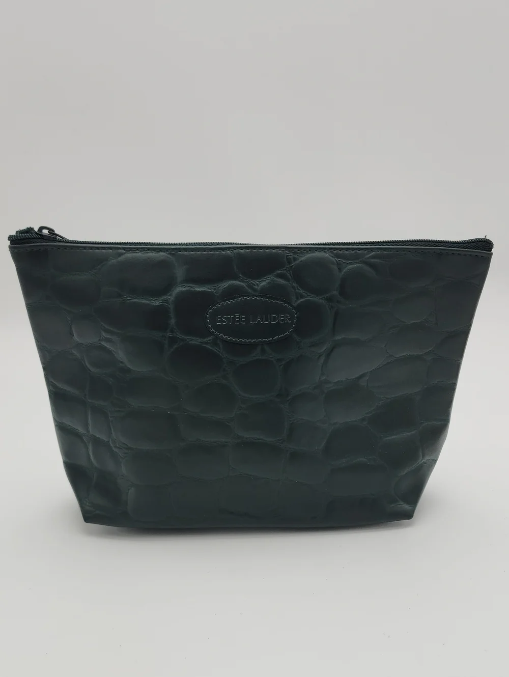 Estee Lauder Dark Green Embossed Croc Cosmetic Pouch